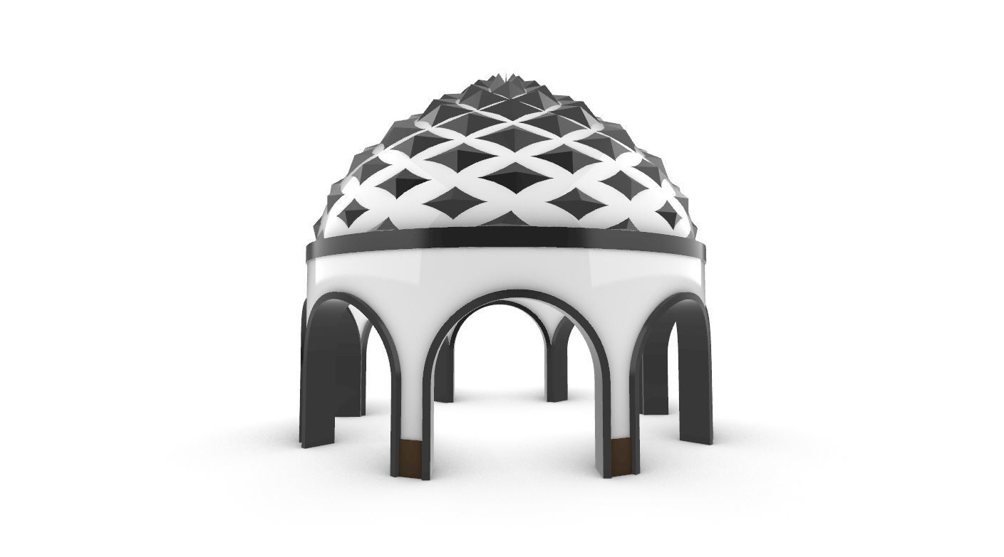 Dome Temple Diamond Pattern 3D model_5