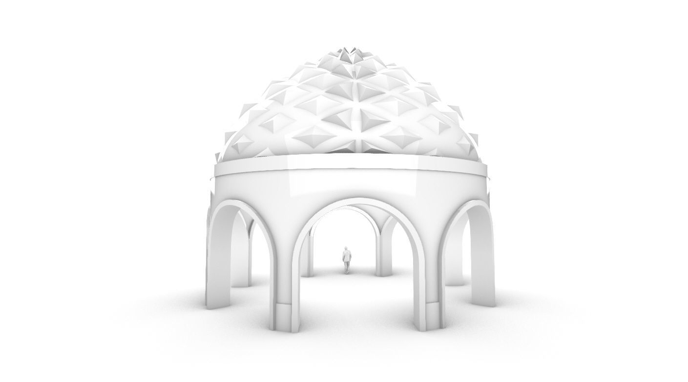 Dome Temple Diamond Pattern 3D model_29