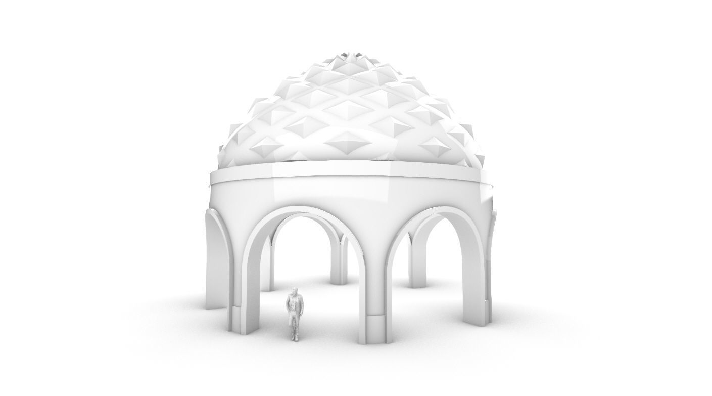 Dome Temple Diamond Pattern 3D model_22
