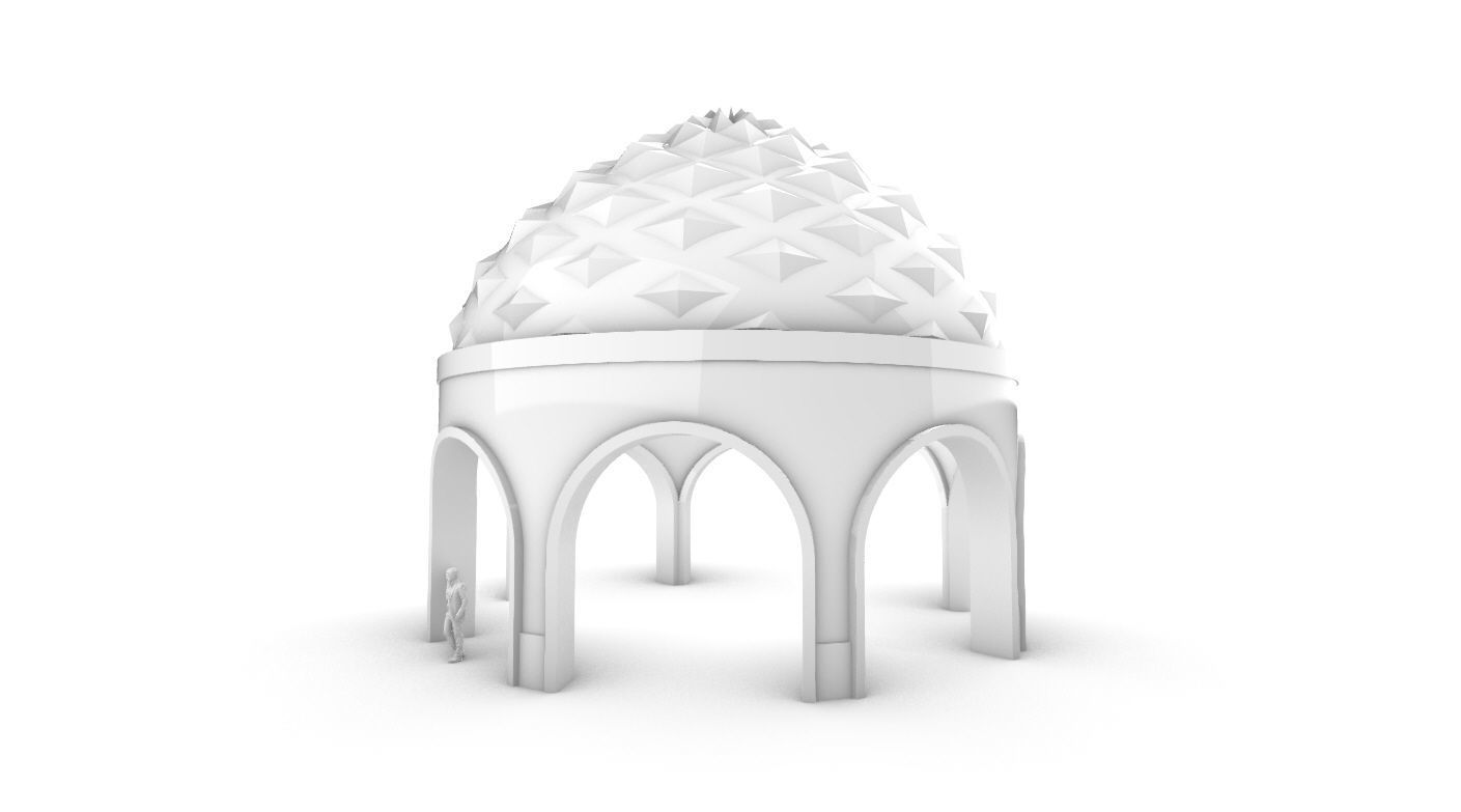 Dome Temple Diamond Pattern 3D model_26