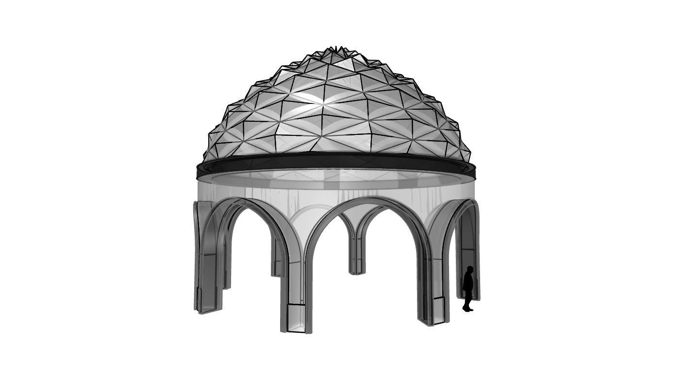 Dome Temple Diamond Pattern 3D model_77