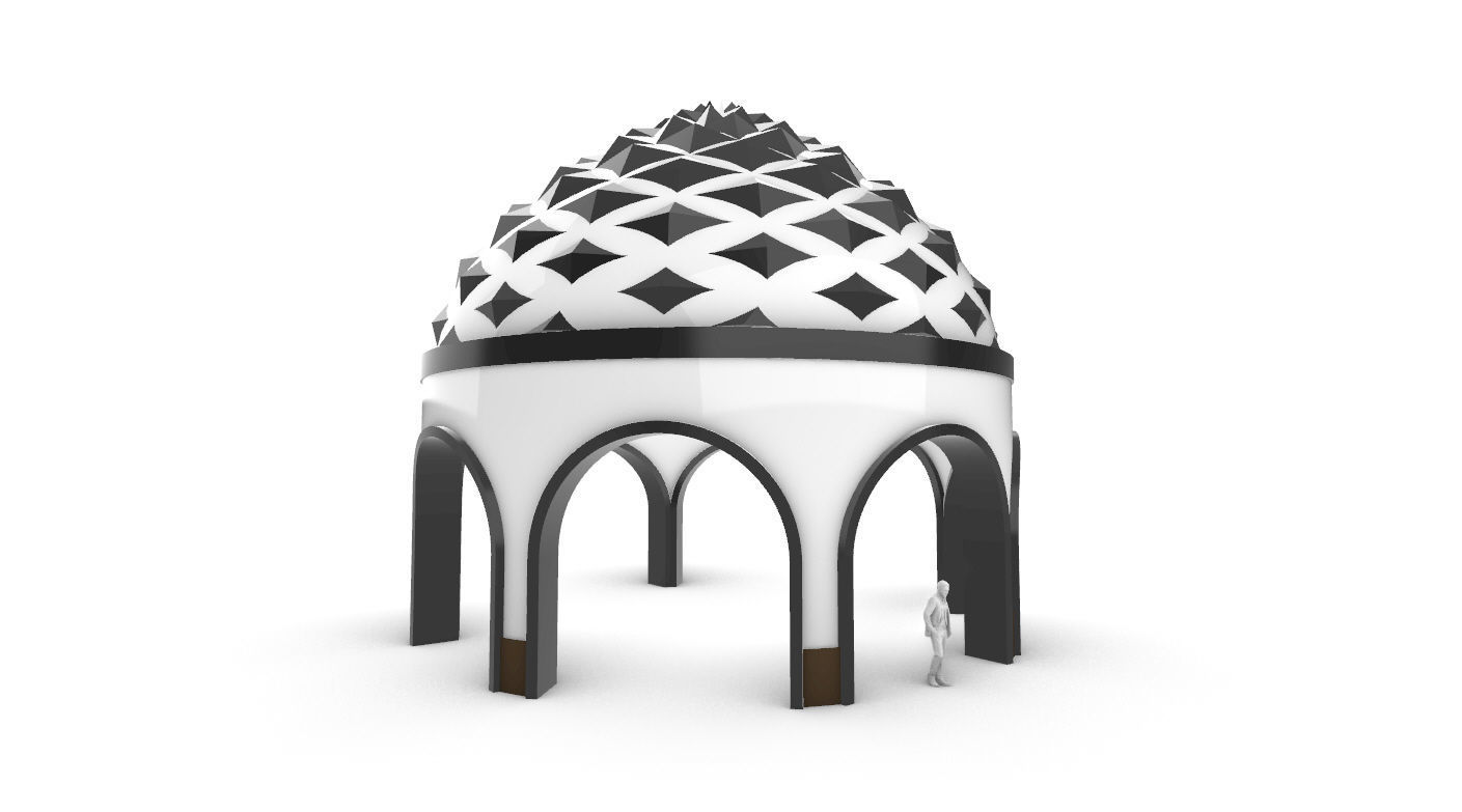 Dome Temple Diamond Pattern 3D model_18