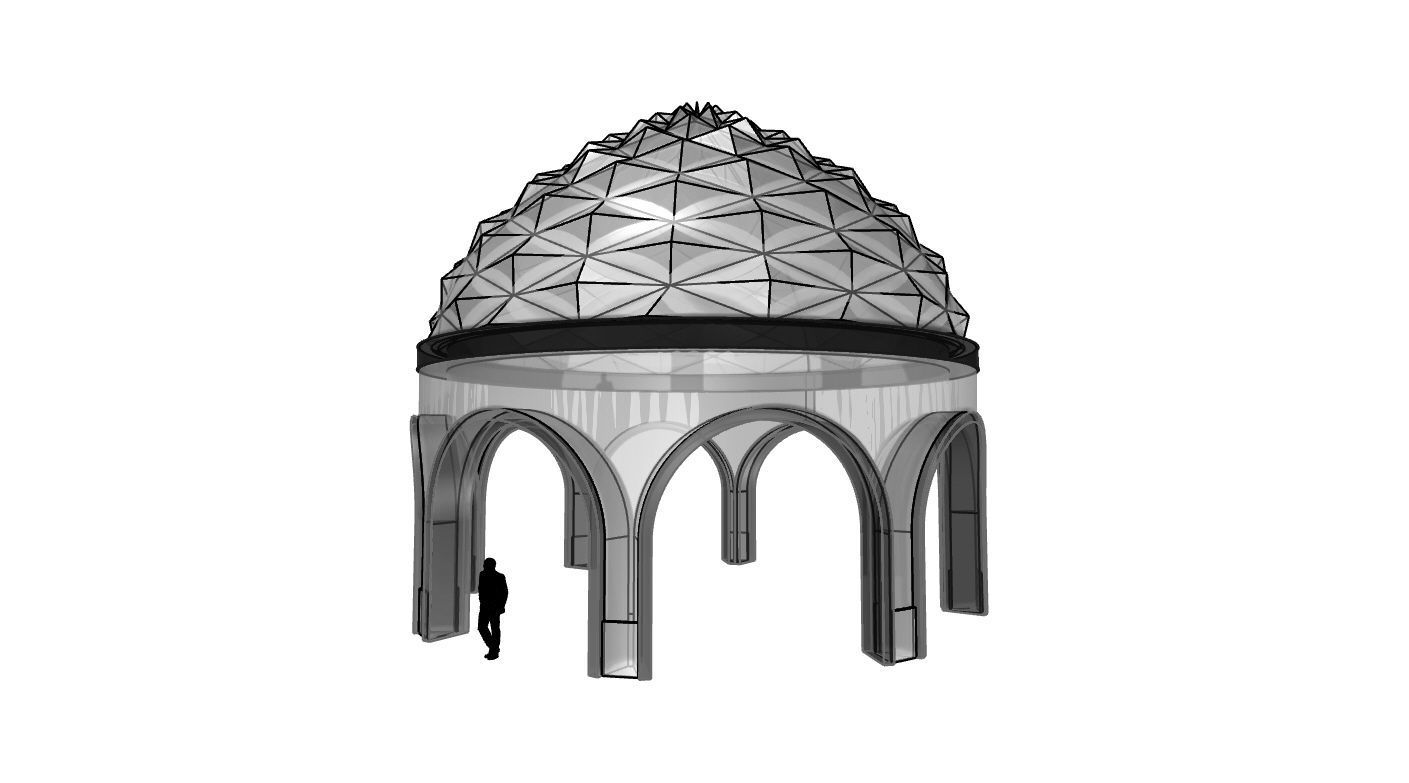 Dome Temple Diamond Pattern 3D model_62