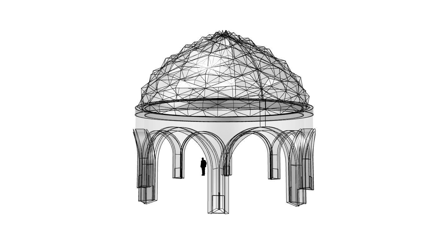 Dome Temple Diamond Pattern 3D model_50