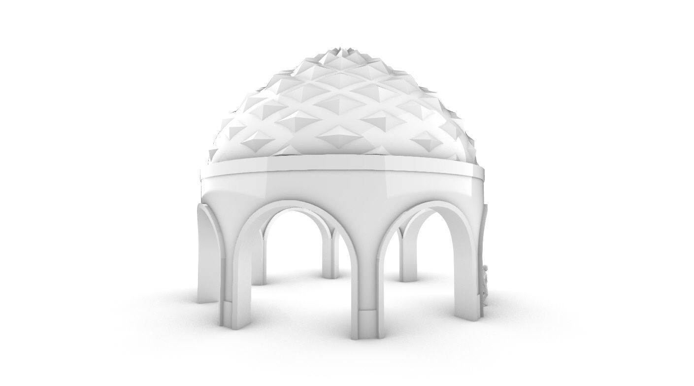 Dome Temple Diamond Pattern 3D model_36