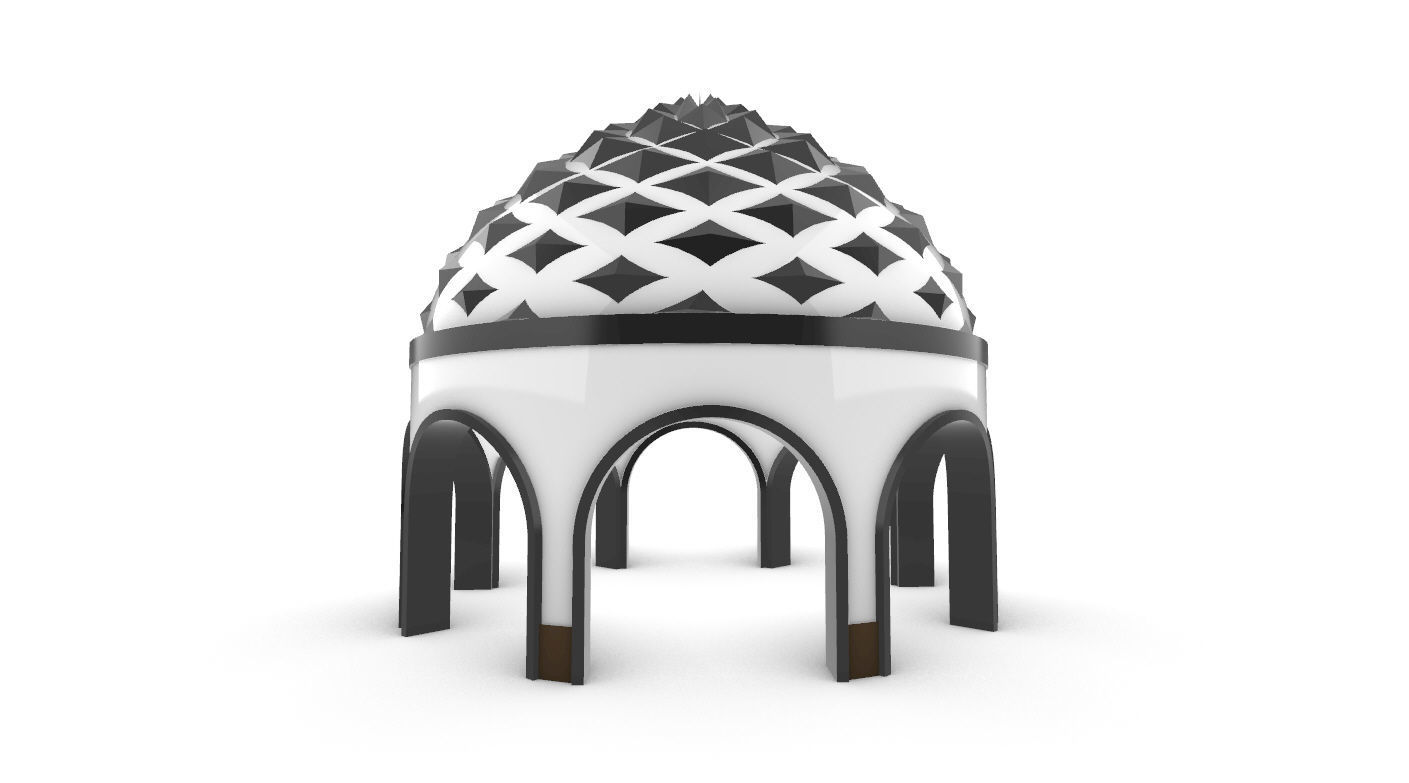 Dome Temple Diamond Pattern 3D model_15