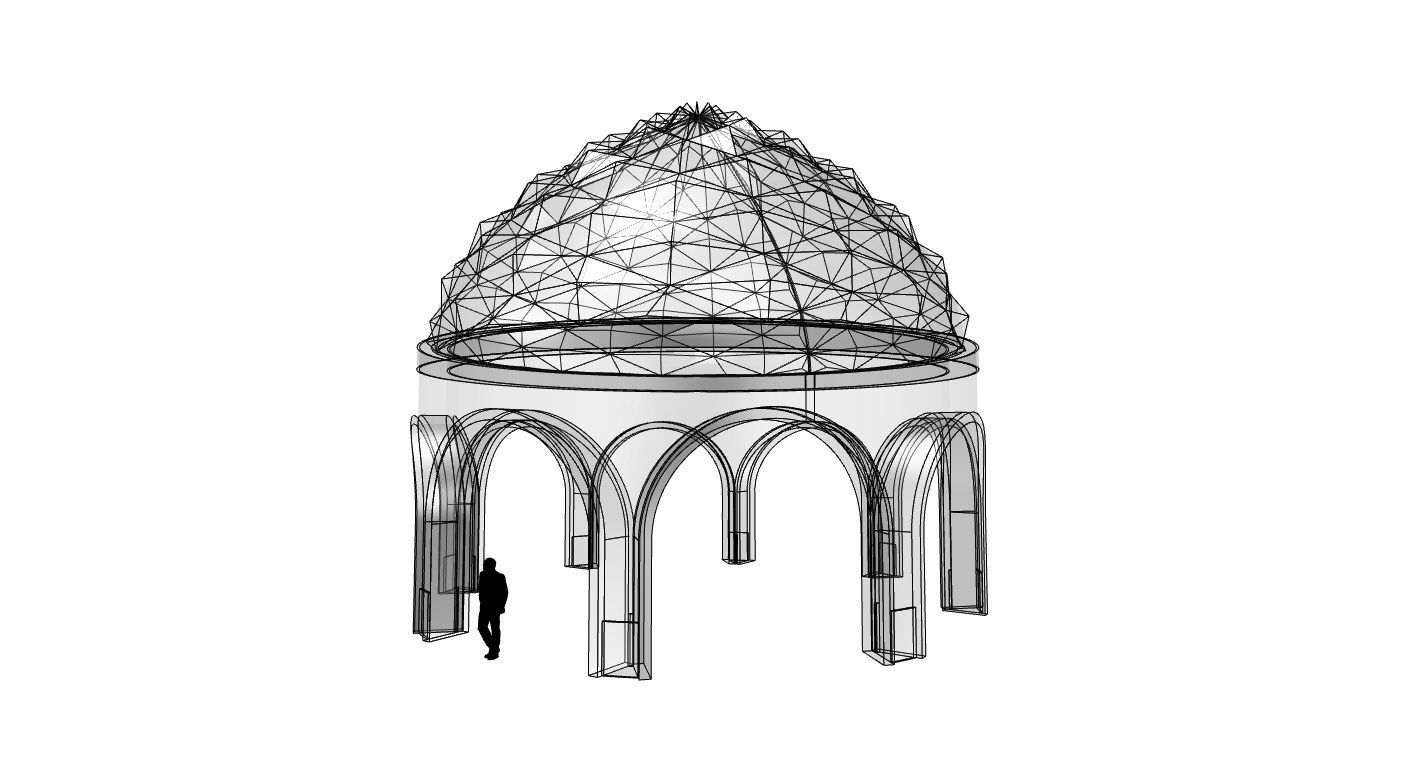 Dome Temple Diamond Pattern 3D model_42