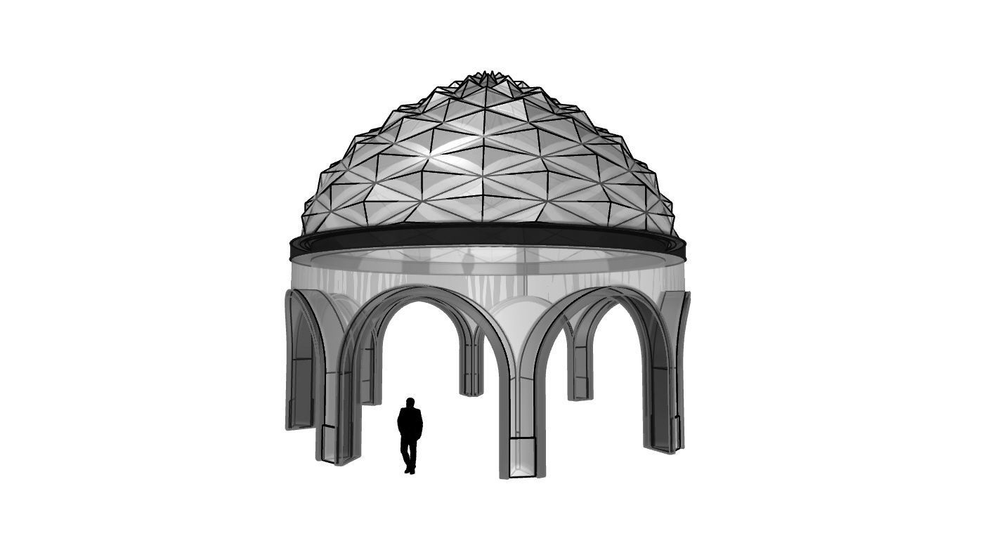 Dome Temple Diamond Pattern 3D model_61