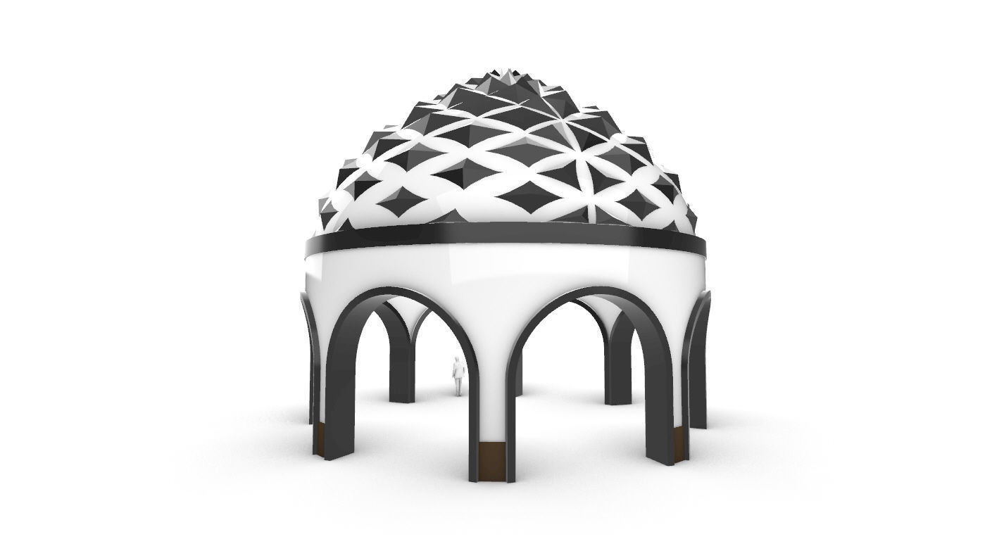 Dome Temple Diamond Pattern 3D model_9