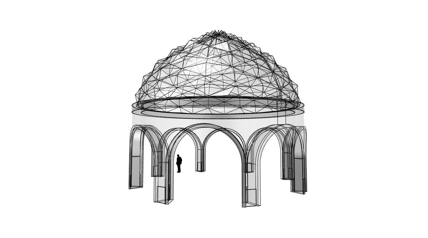 Dome Temple Diamond Pattern 3D model_48