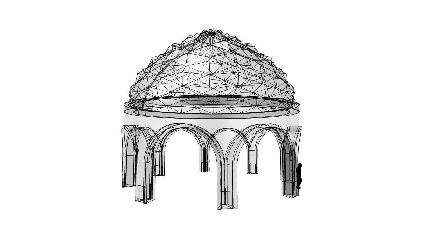 Dome Temple Diamond Pattern 3D model_57