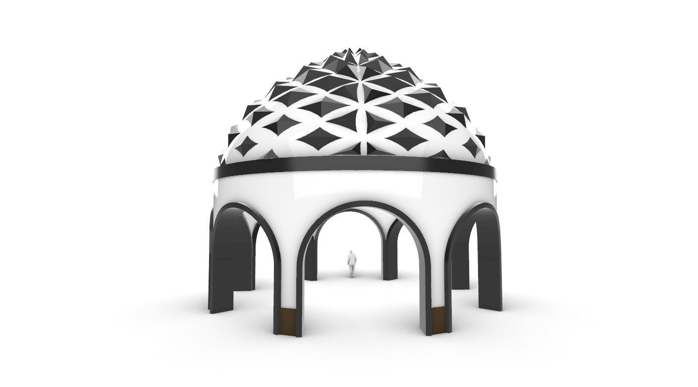 Dome Temple Diamond Pattern 3D model_10