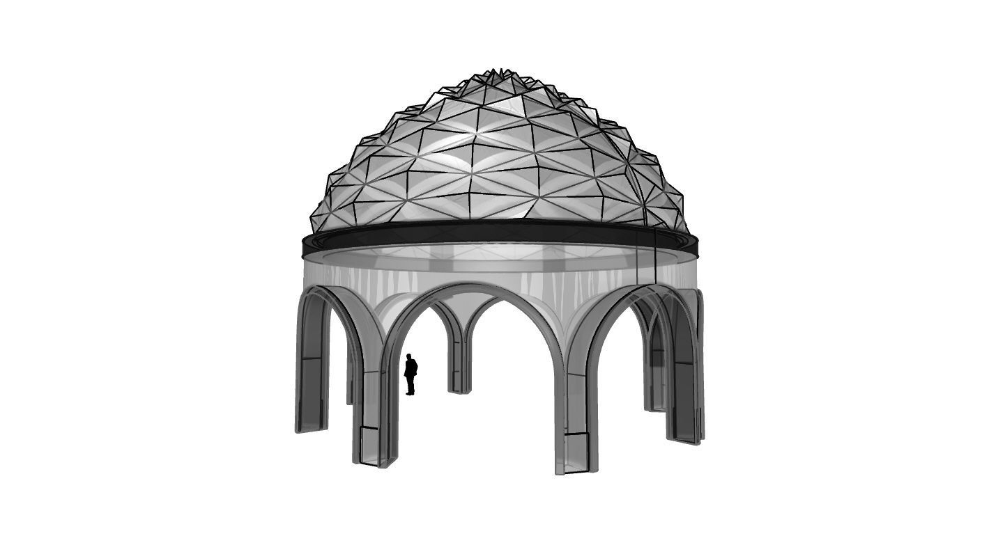 Dome Temple Diamond Pattern 3D model_69