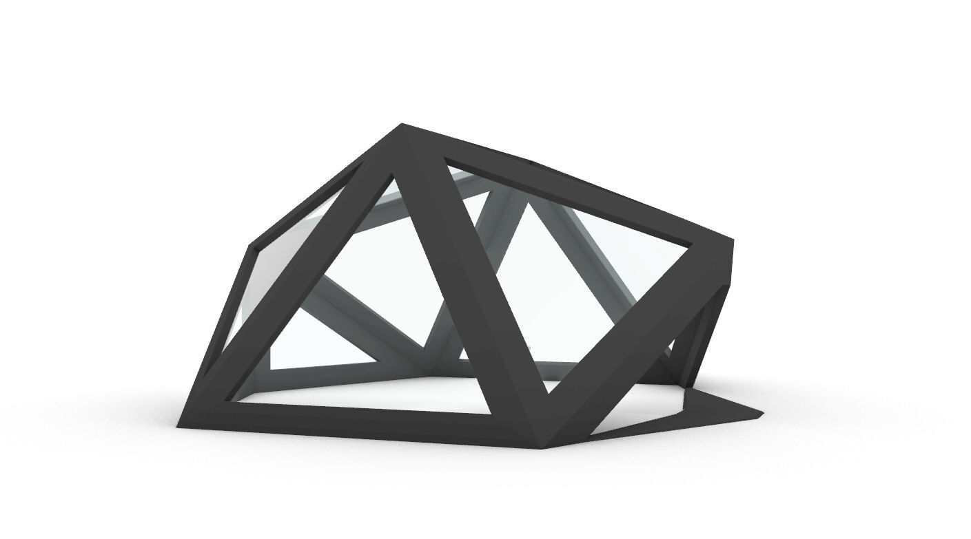 Geodesic Dome Structure with Frame and Glass Panels 3D model_57