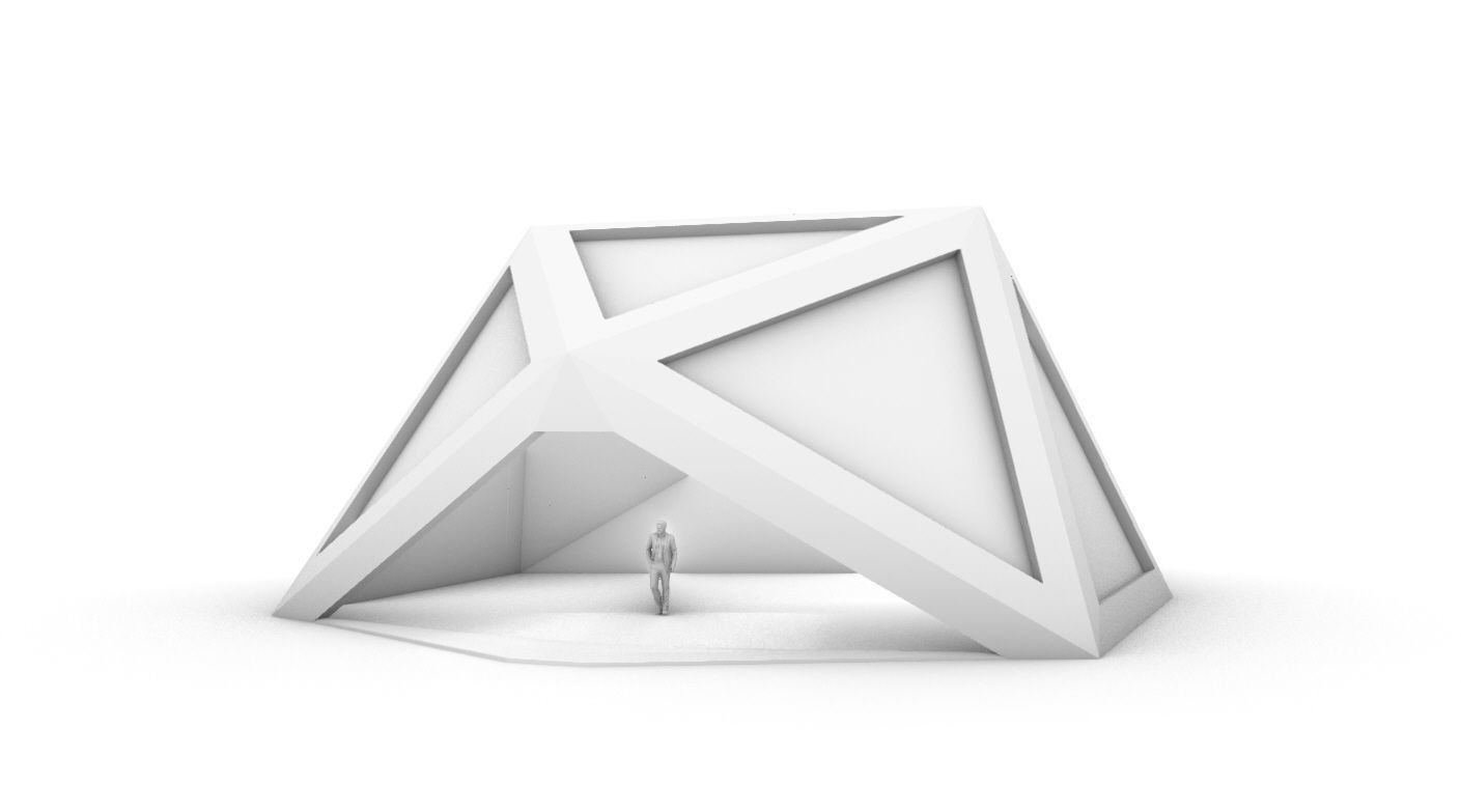 Geodesic Dome Structure with Frame and Glass Panels 3D model_78