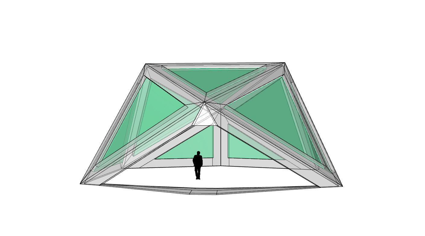 Geodesic Dome Structure with Frame and Glass Panels 3D model_75