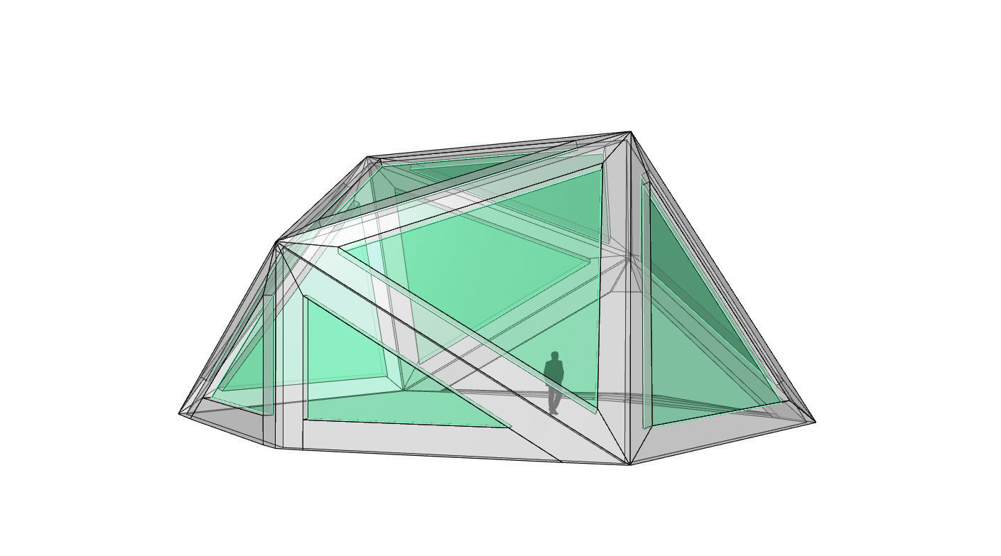 Geodesic Dome Structure with Frame and Glass Panels 3D model_43