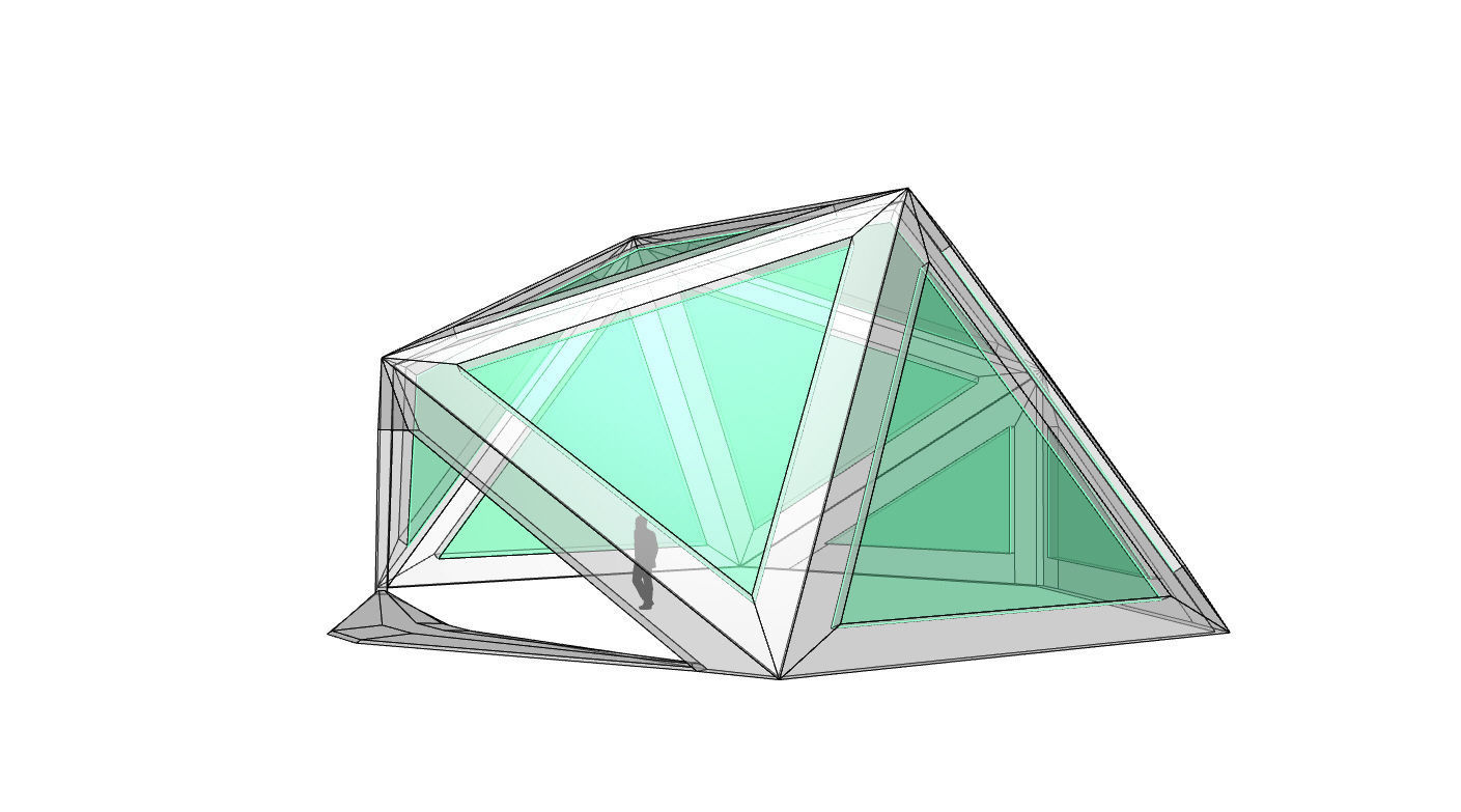 Geodesic Dome Structure with Frame and Glass Panels 3D model_7