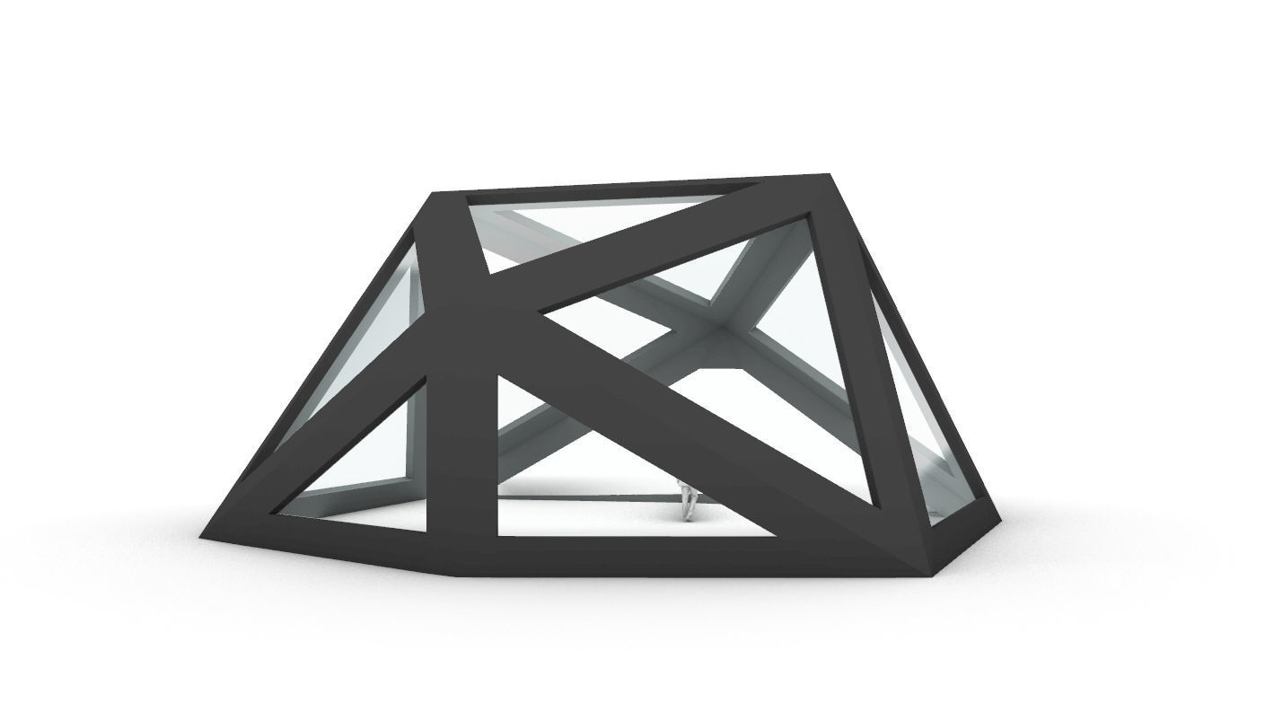 Geodesic Dome Structure with Frame and Glass Panels 3D model_37