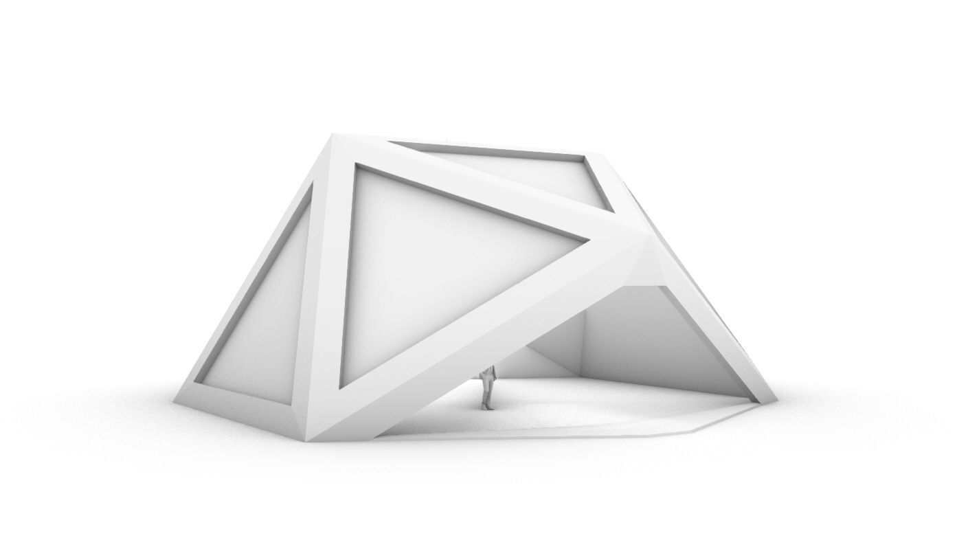 Geodesic Dome Structure with Frame and Glass Panels 3D model_66