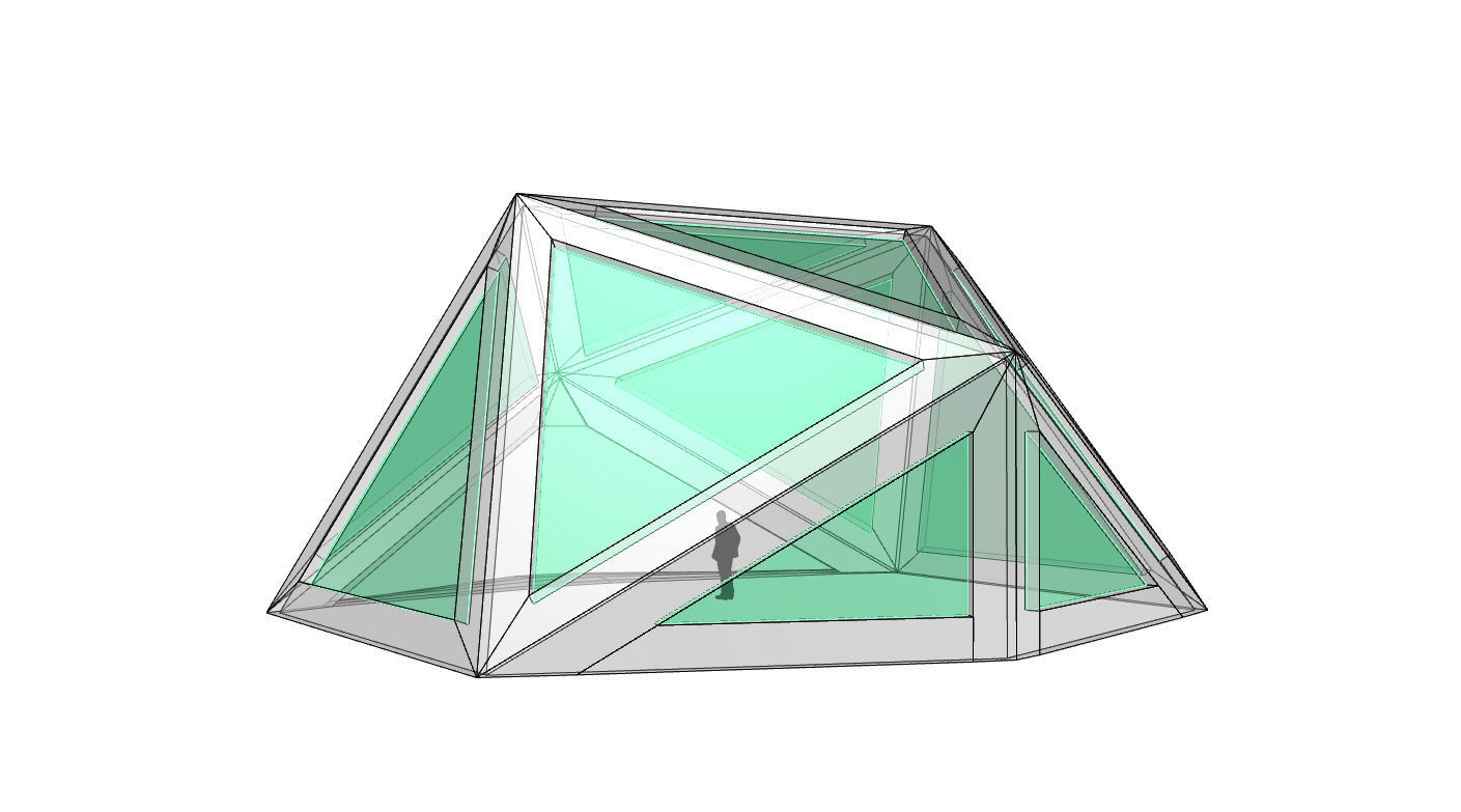 Geodesic Dome Structure with Frame and Glass Panels 3D model_27