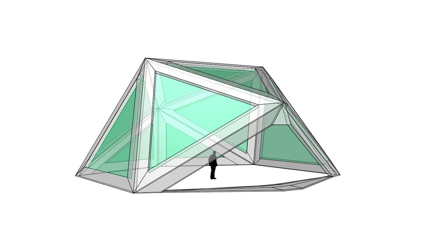 Geodesic Dome Structure with Frame and Glass Panels 3D model_67