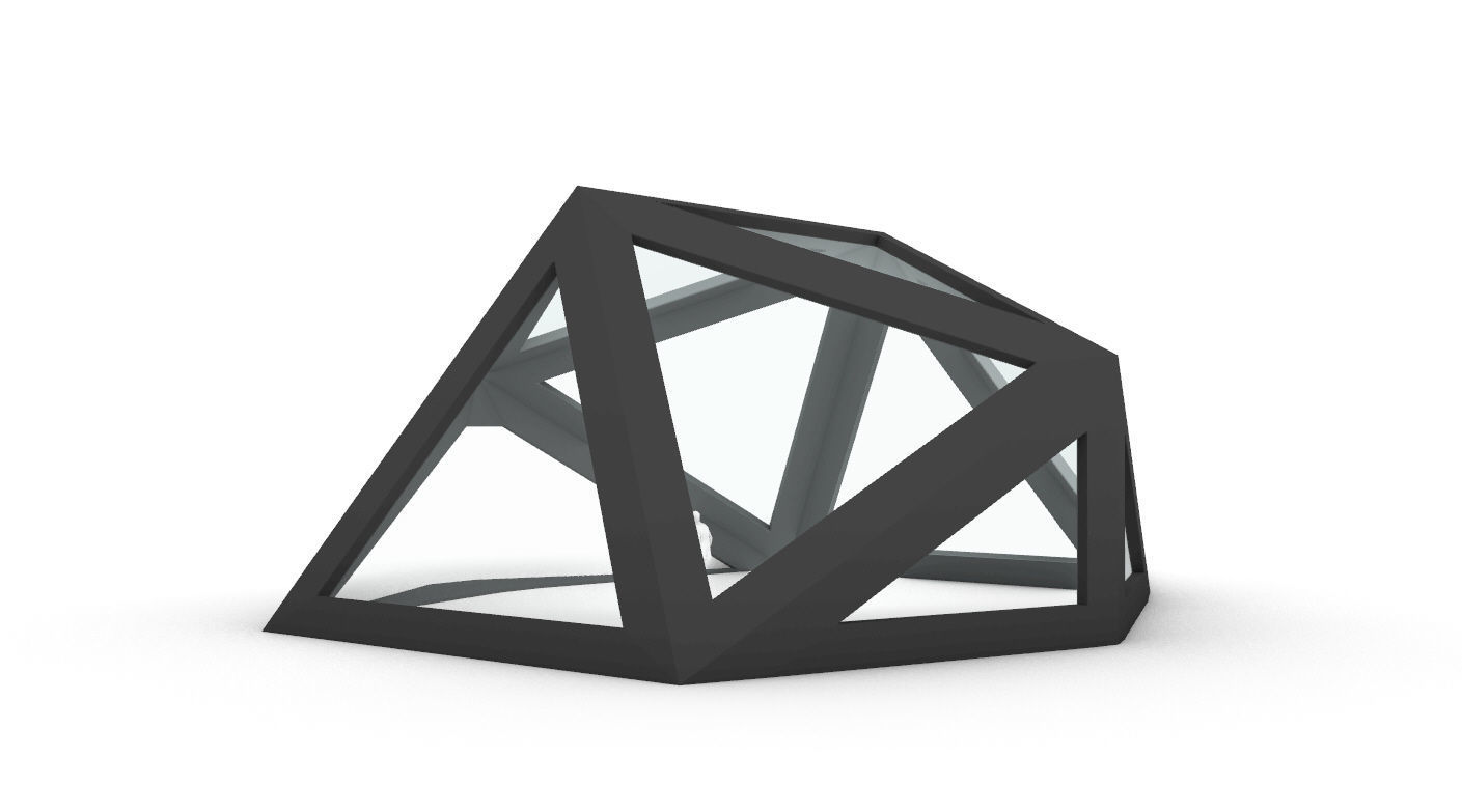 Geodesic Dome Structure with Frame and Glass Panels 3D model_21