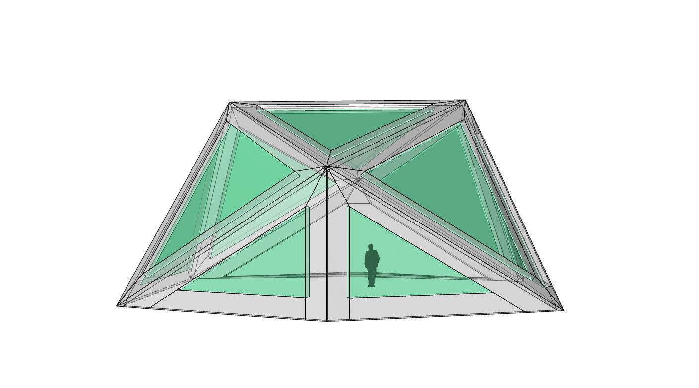 Geodesic Dome Structure with Frame and Glass Panels 3D model_35