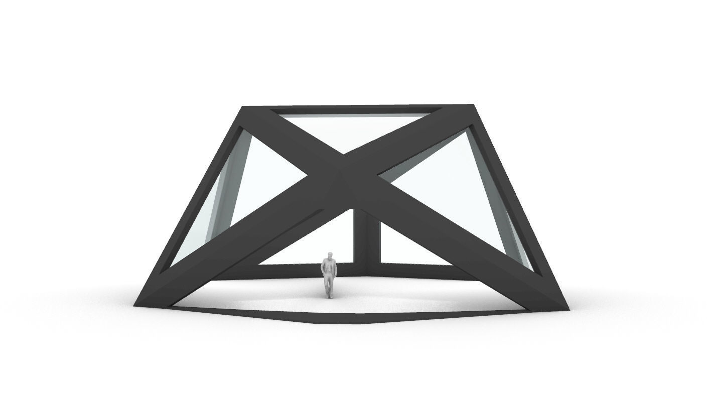 Geodesic Dome Structure with Frame and Glass Panels 3D model_73