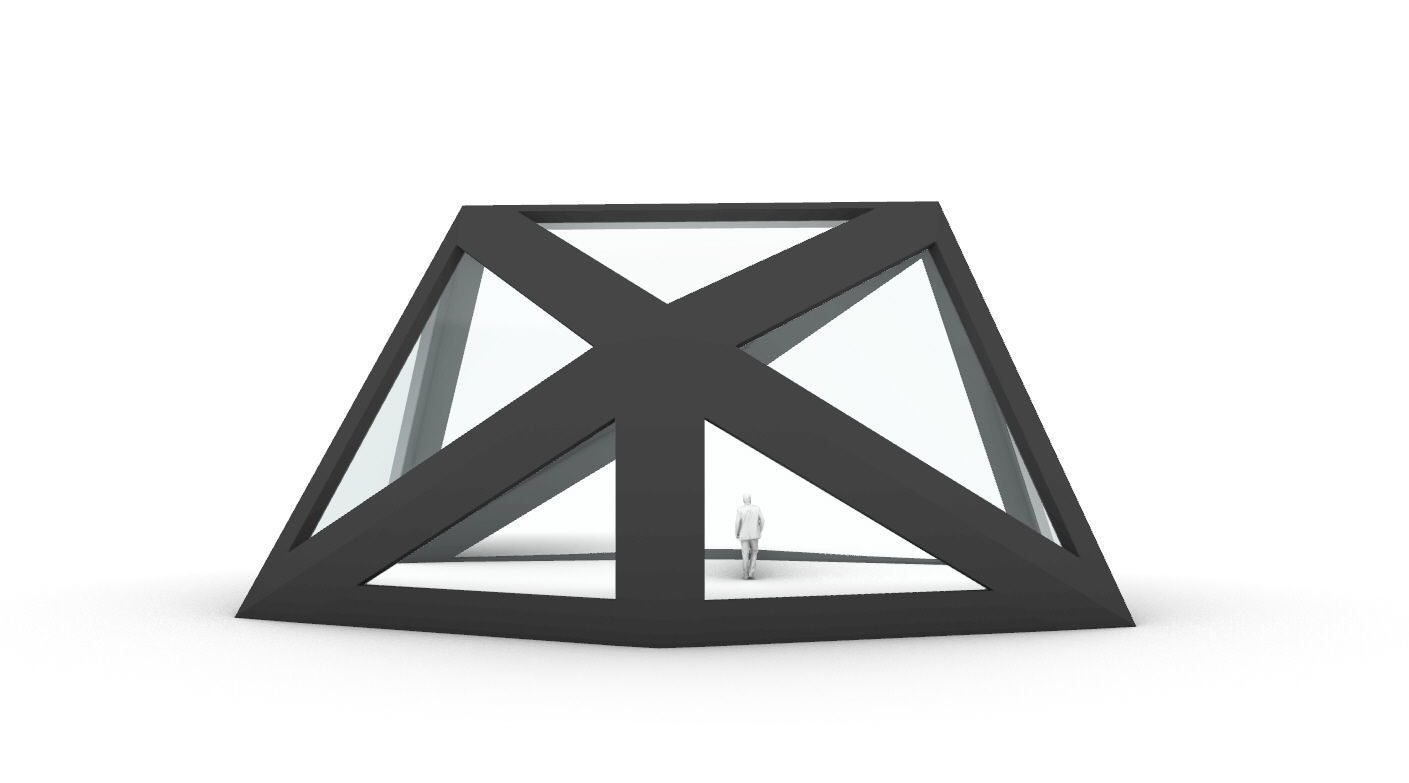 Geodesic Dome Structure with Frame and Glass Panels 3D model_33