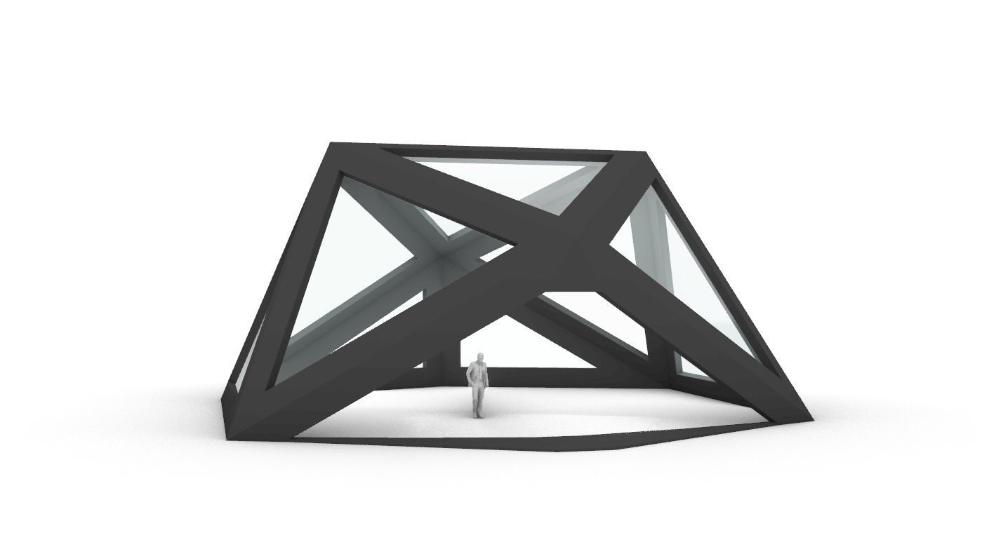 Geodesic Dome Structure with Frame and Glass Panels 3D model_69