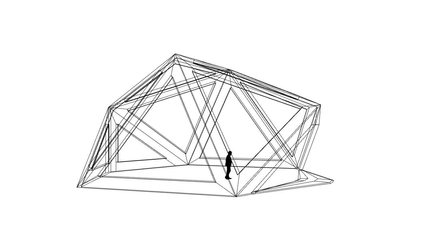 Geodesic Dome Structure with Frame and Glass Panels 3D model_60