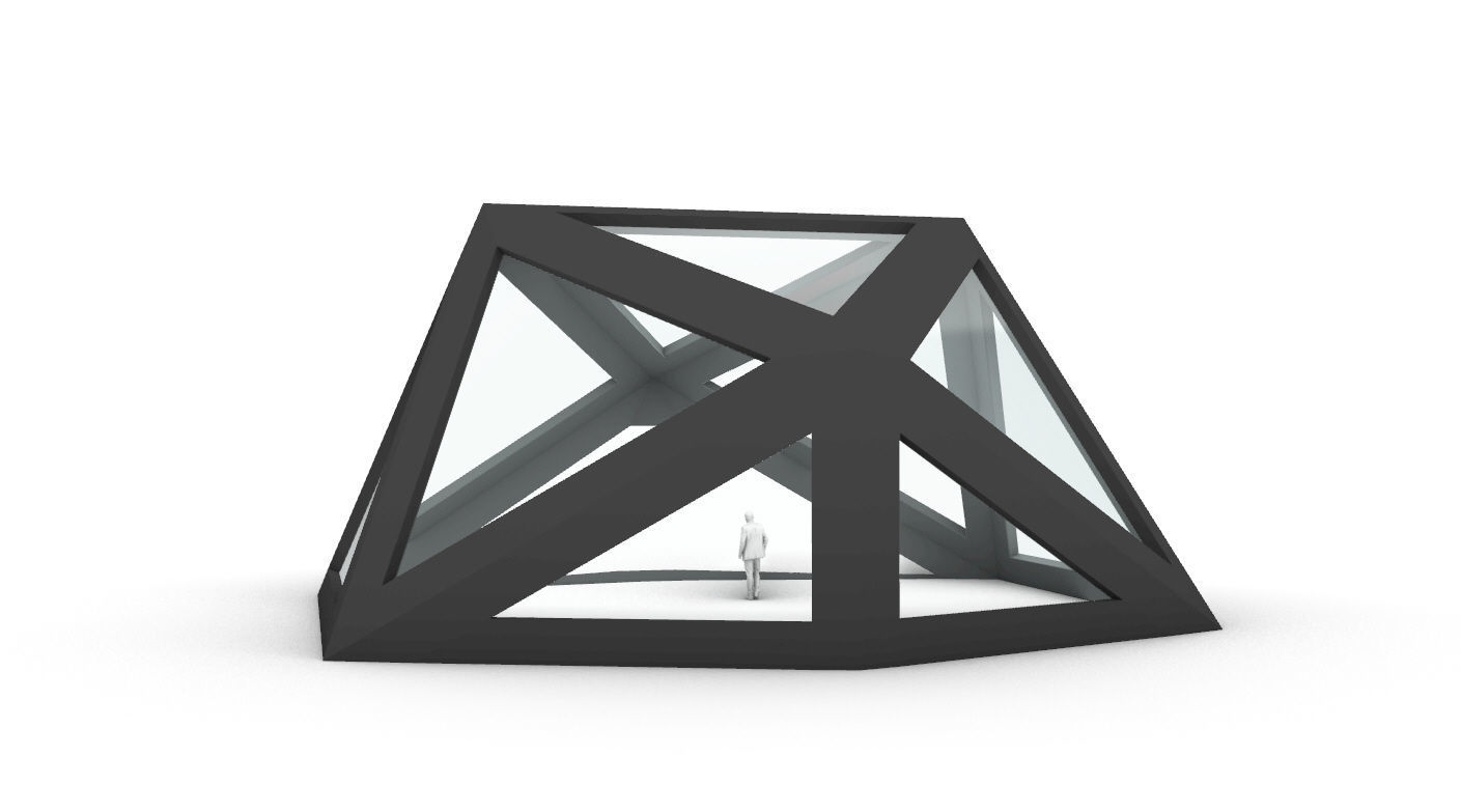 Geodesic Dome Structure with Frame and Glass Panels 3D model_29