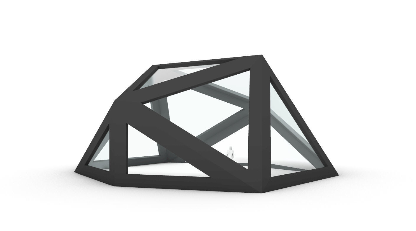 Geodesic Dome Structure with Frame and Glass Panels 3D model_41