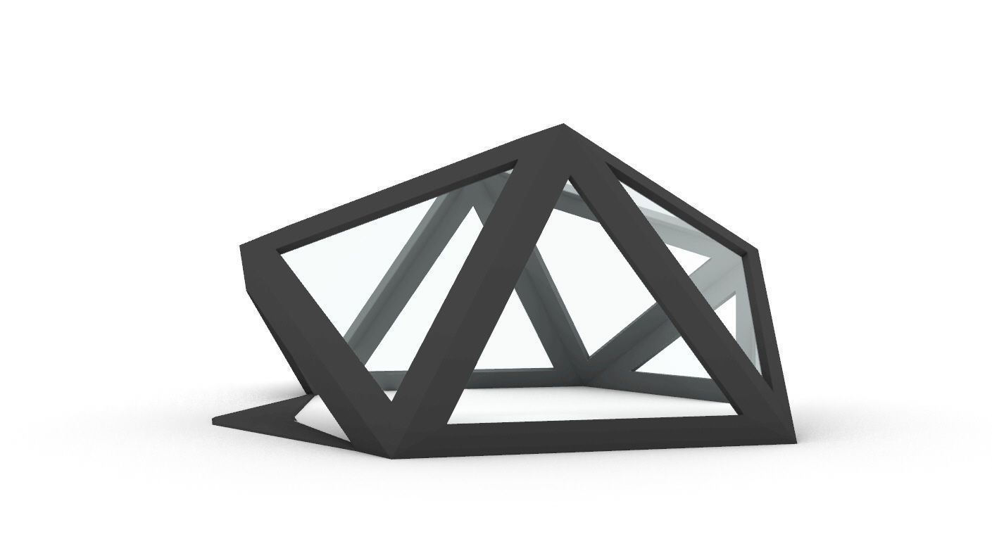 Geodesic Dome Structure with Frame and Glass Panels 3D model_9