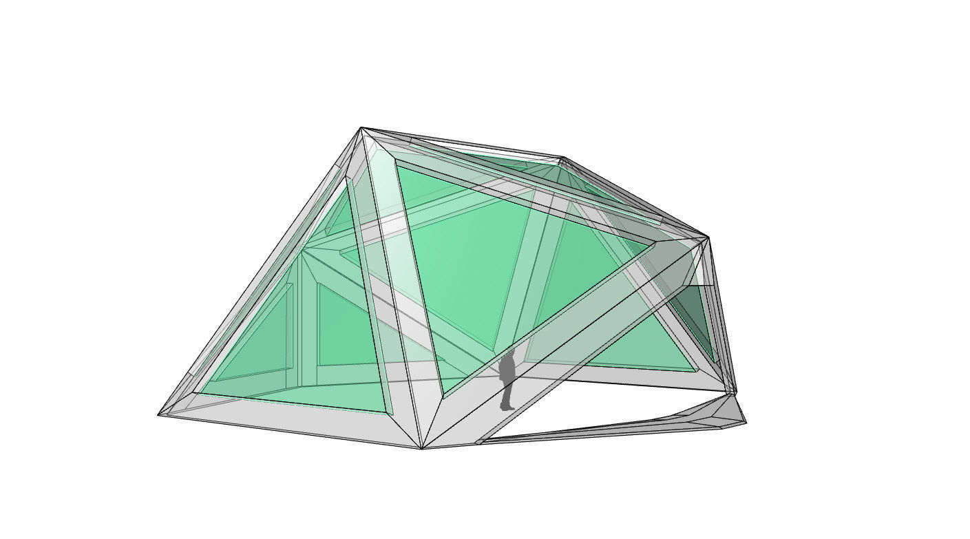 Geodesic Dome Structure with Frame and Glass Panels 3D model_63