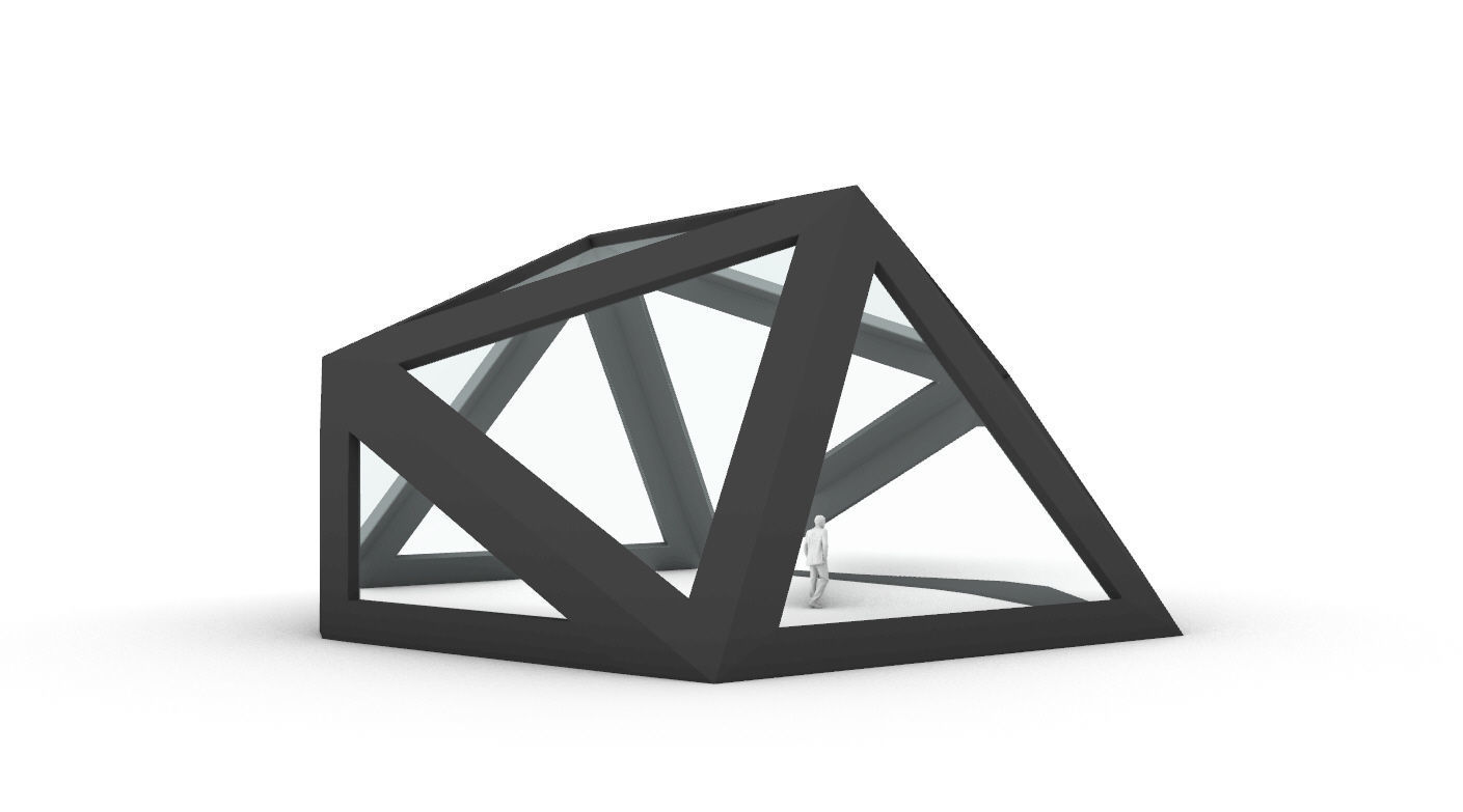 Geodesic Dome Structure with Frame and Glass Panels 3D model_45