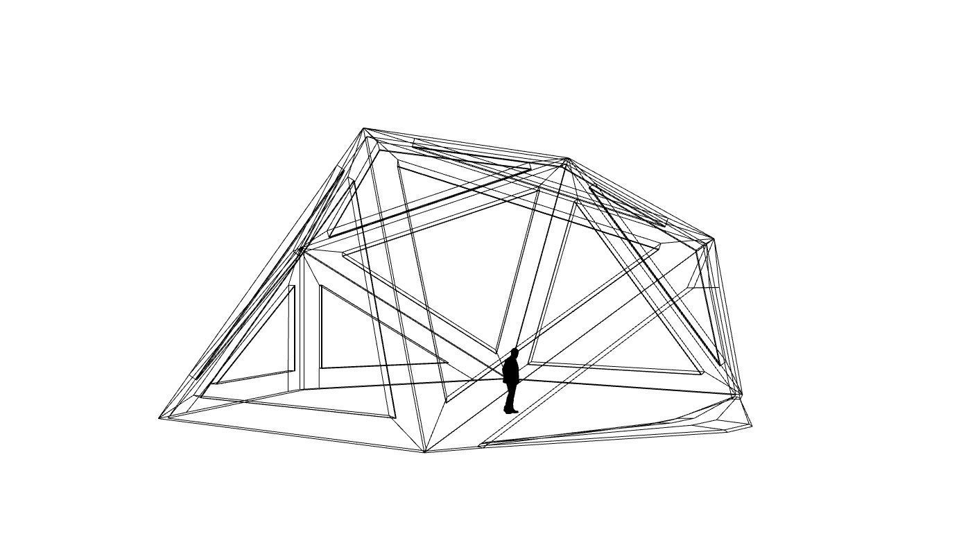 Geodesic Dome Structure with Frame and Glass Panels 3D model_64