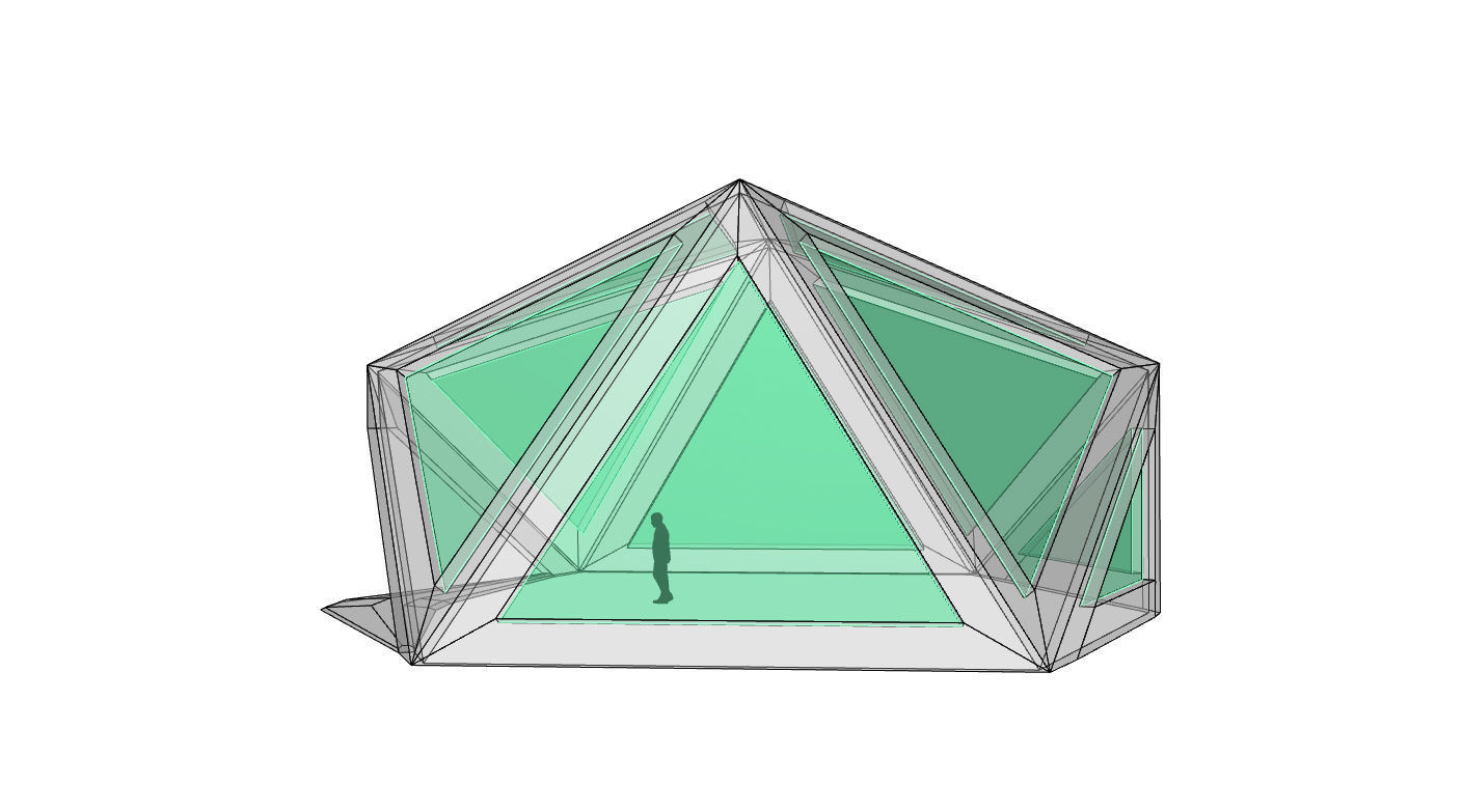 Geodesic Dome Structure with Frame and Glass Panels 3D model_15