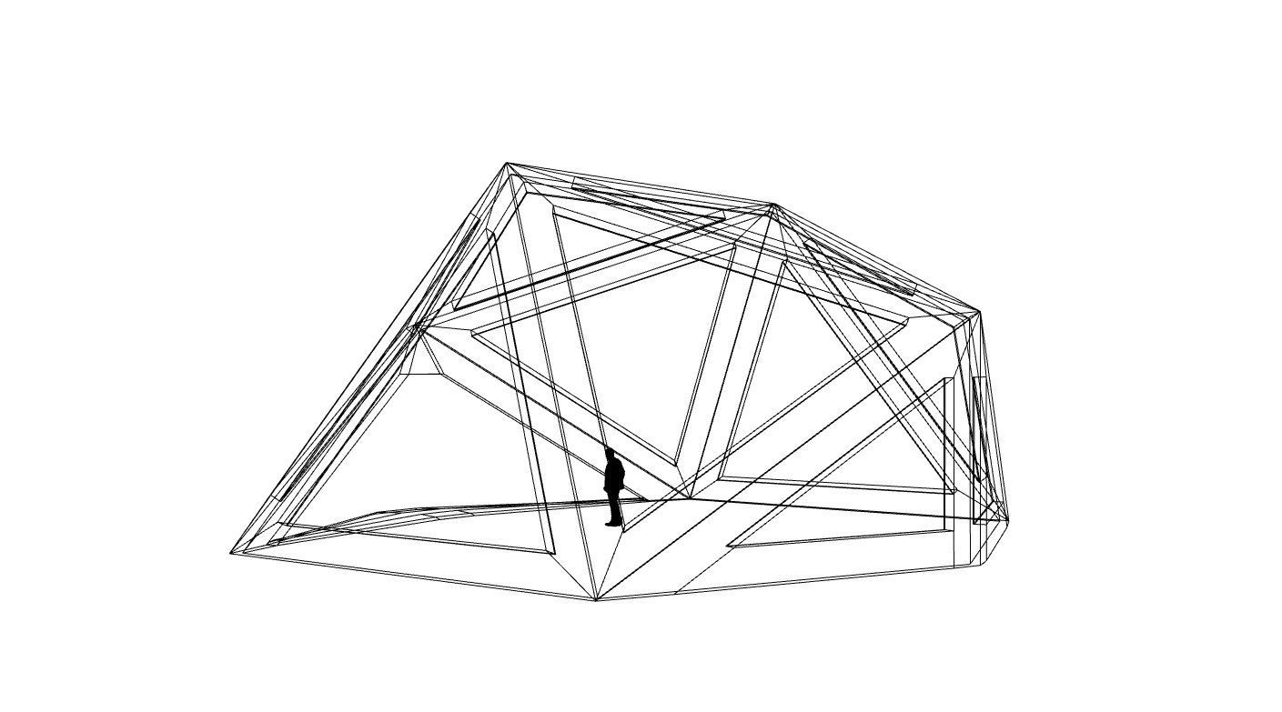 Geodesic Dome Structure with Frame and Glass Panels 3D model_24
