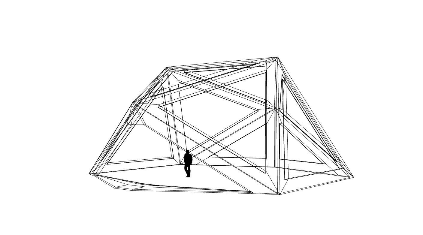 Geodesic Dome Structure with Frame and Glass Panels 3D model_4