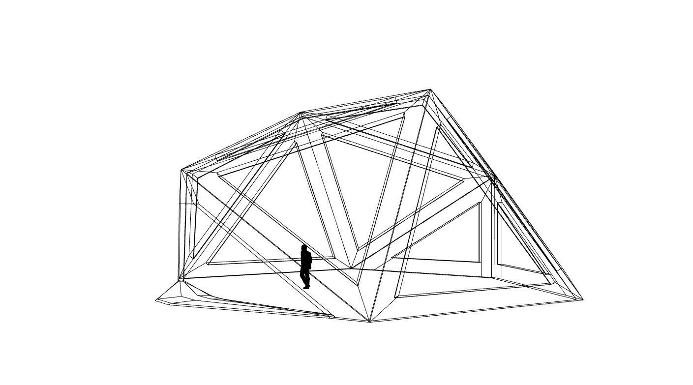Geodesic Dome Structure with Frame and Glass Panels 3D model_8