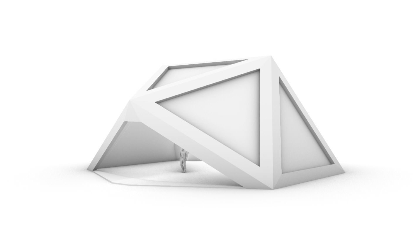 Geodesic Dome Structure with Frame and Glass Panels 3D model_2