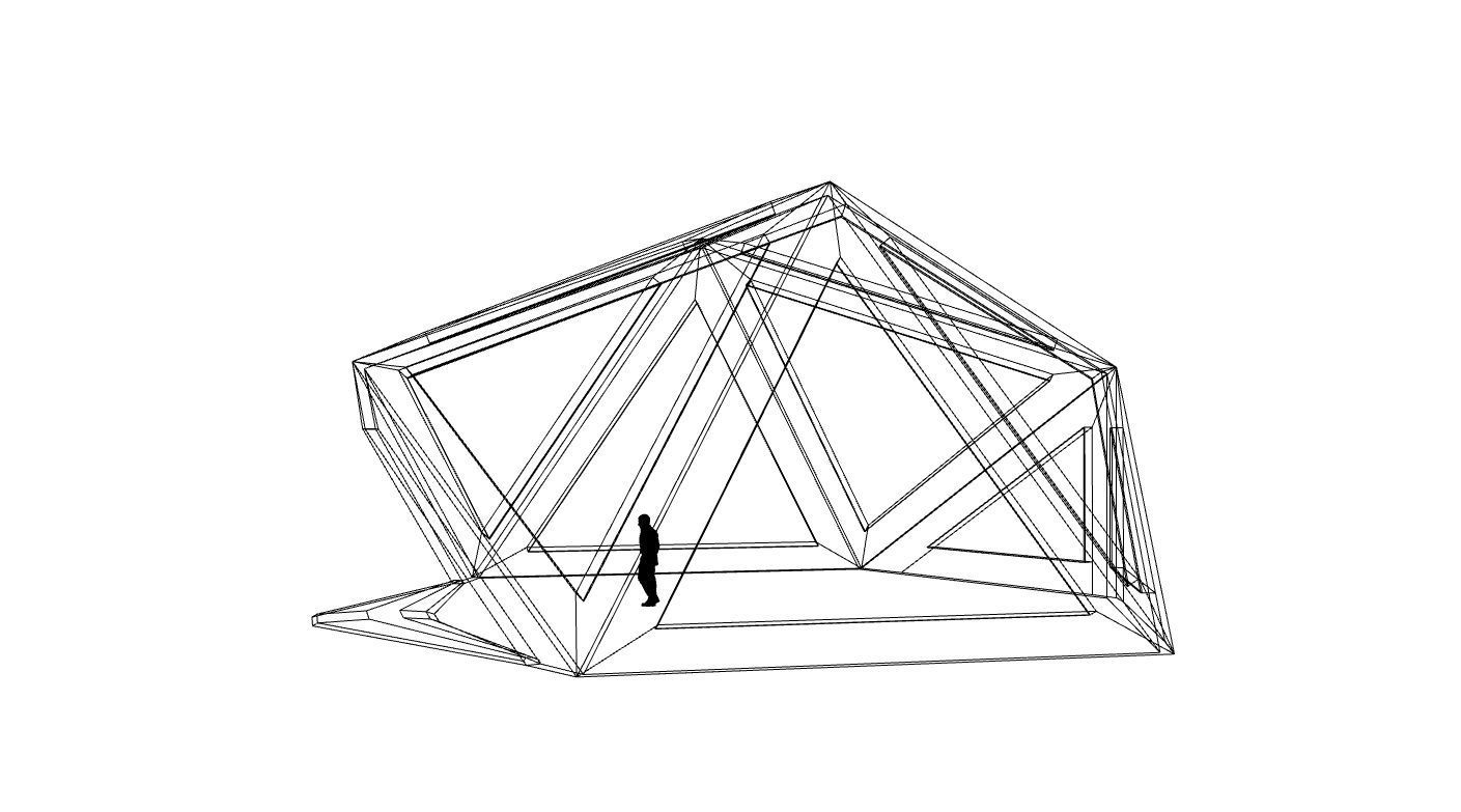Geodesic Dome Structure with Frame and Glass Panels 3D model_12
