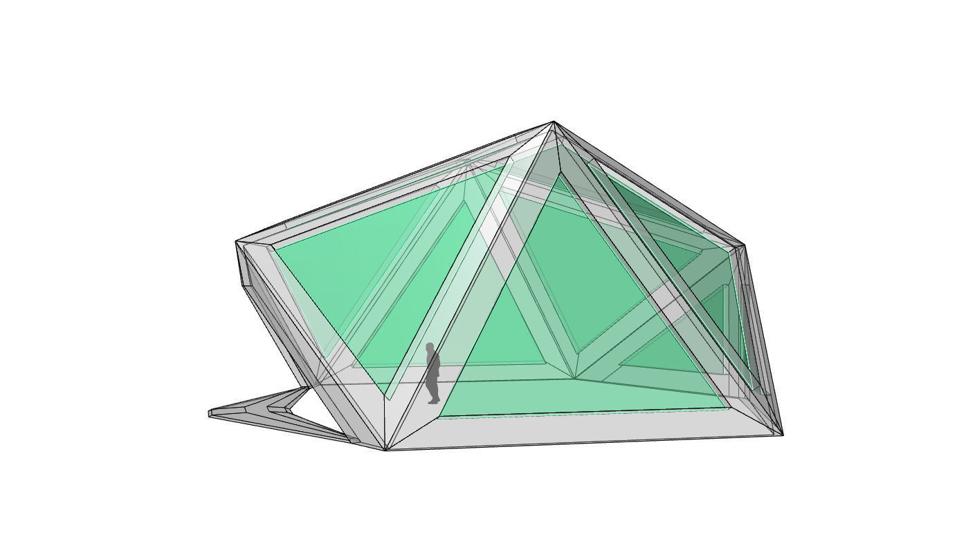 Geodesic Dome Structure with Frame and Glass Panels 3D model_11