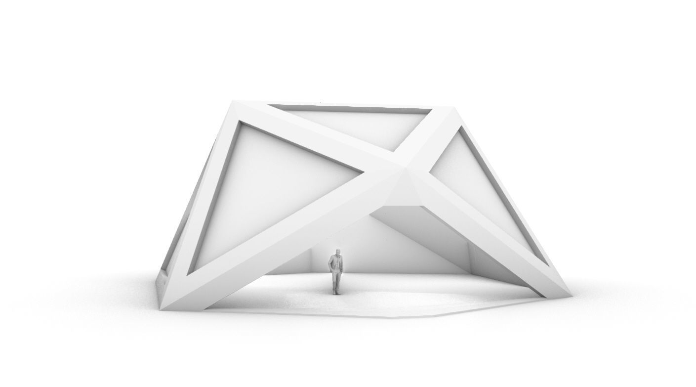 Geodesic Dome Structure with Frame and Glass Panels 3D model_70