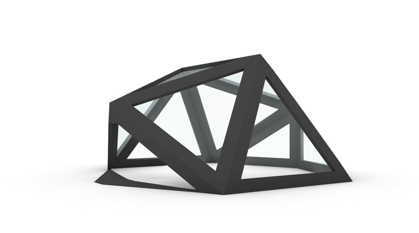 Geodesic Dome Structure with Frame and Glass Panels 3D model_5