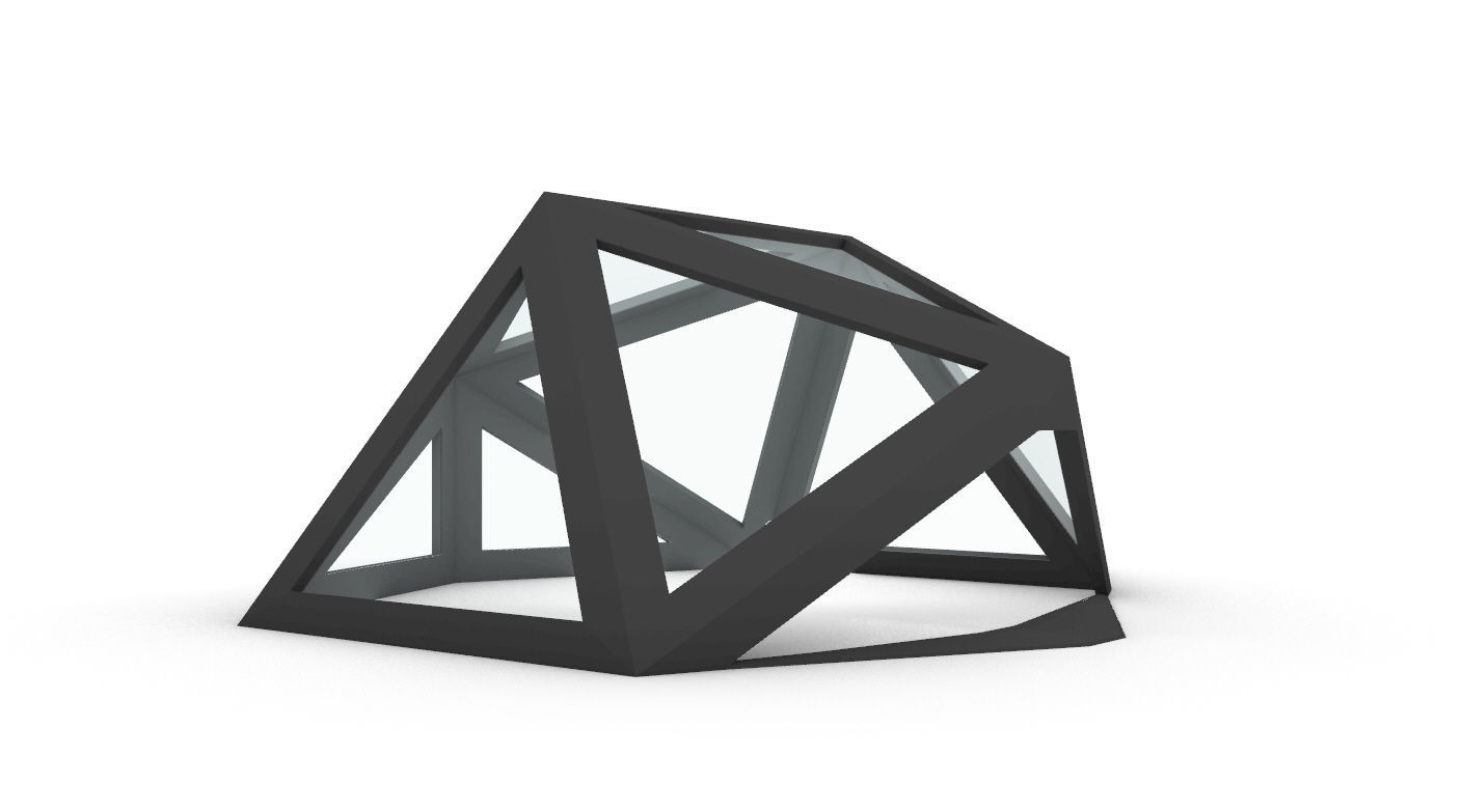 Geodesic Dome Structure with Frame and Glass Panels 3D model_61