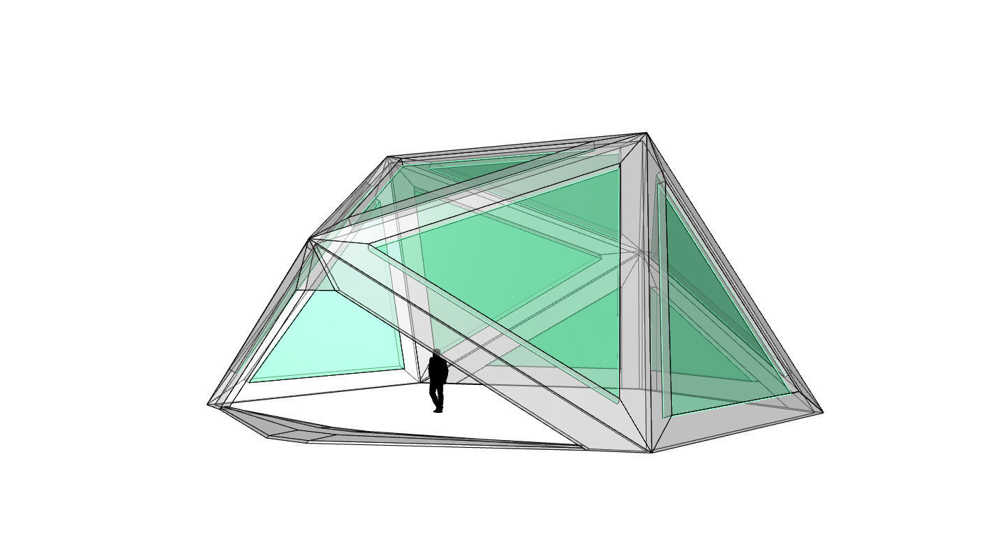 Geodesic Dome Structure with Frame and Glass Panels 3D model_3