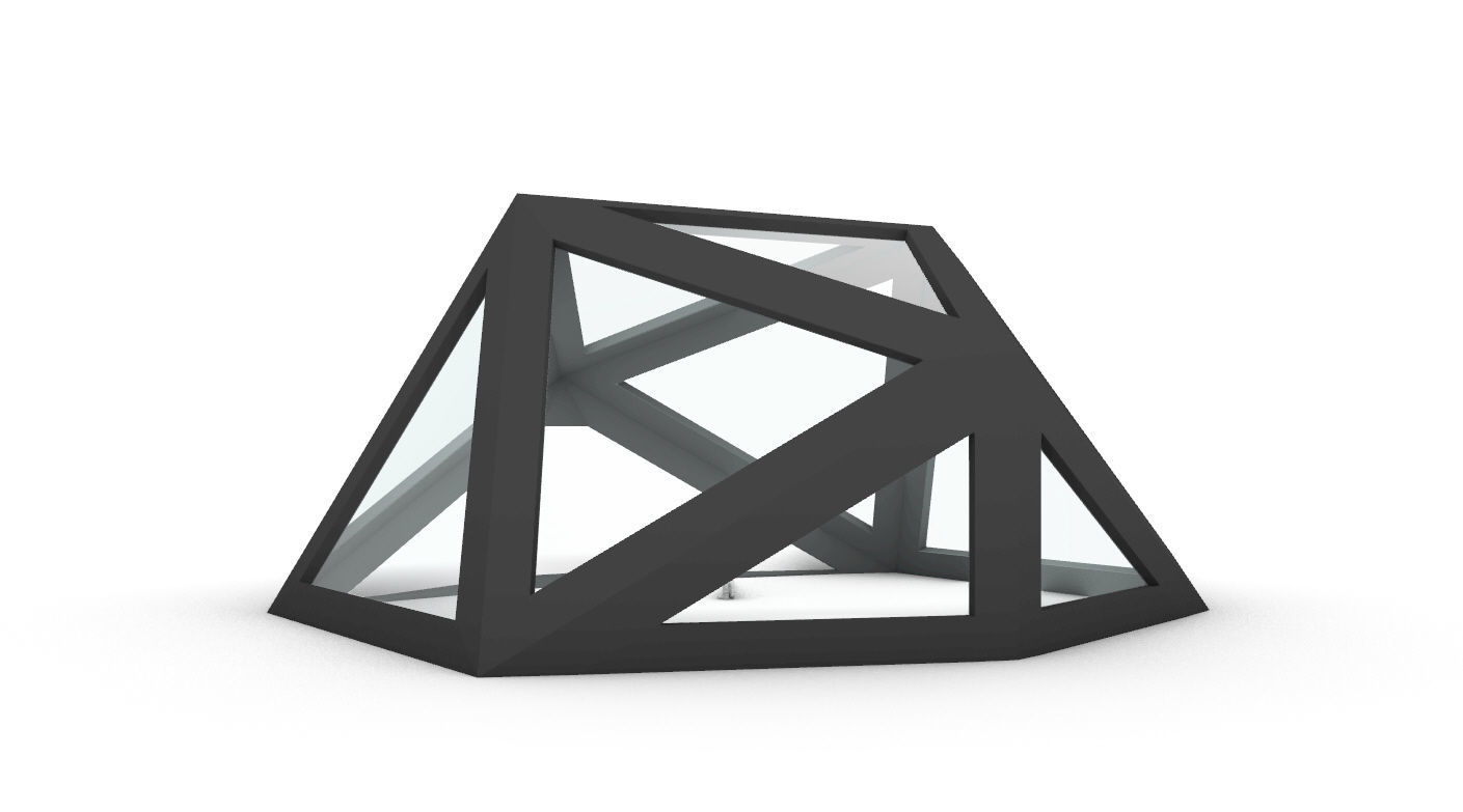 Geodesic Dome Structure with Frame and Glass Panels 3D model_25